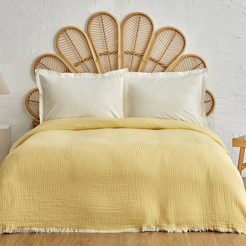 Karaca Home Perles Çift Kişilik Müslin Pike Sarı  görseli 1