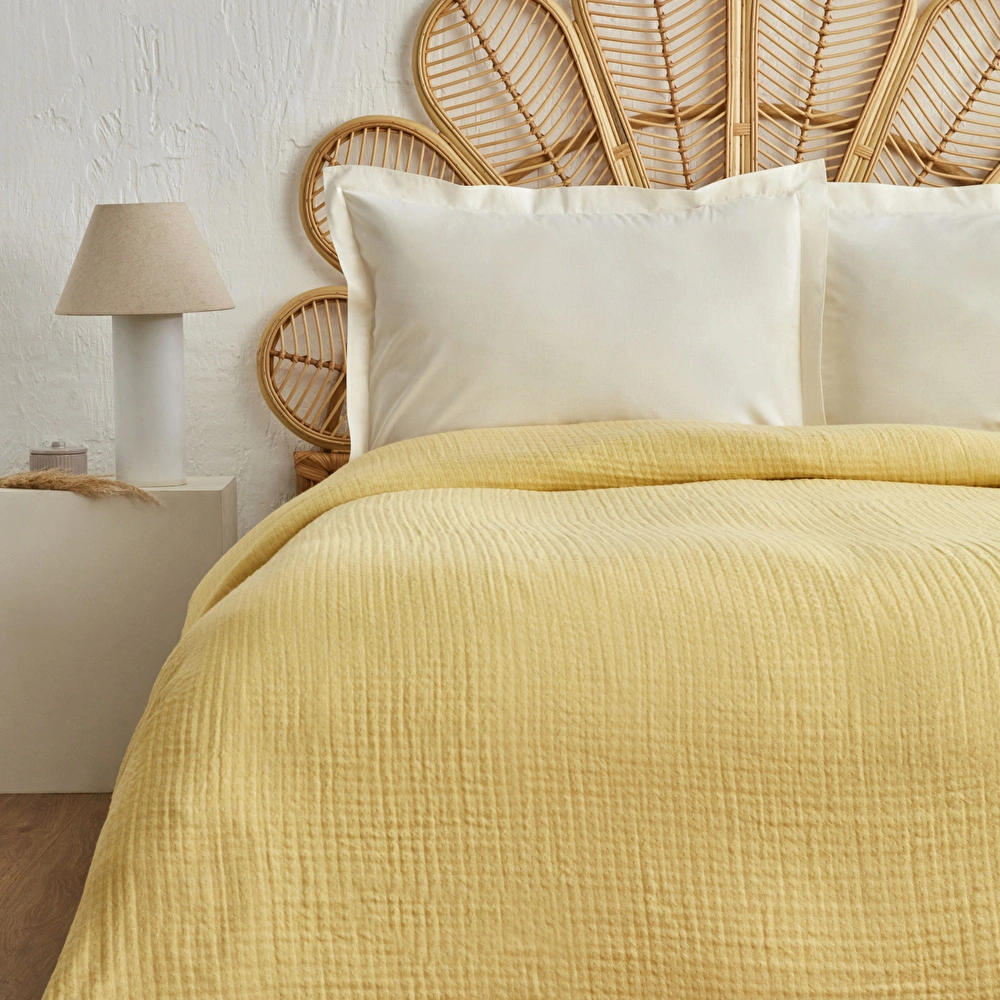 Karaca Home Perles Çift Kişilik Müslin Pike Sarı  görseli 2