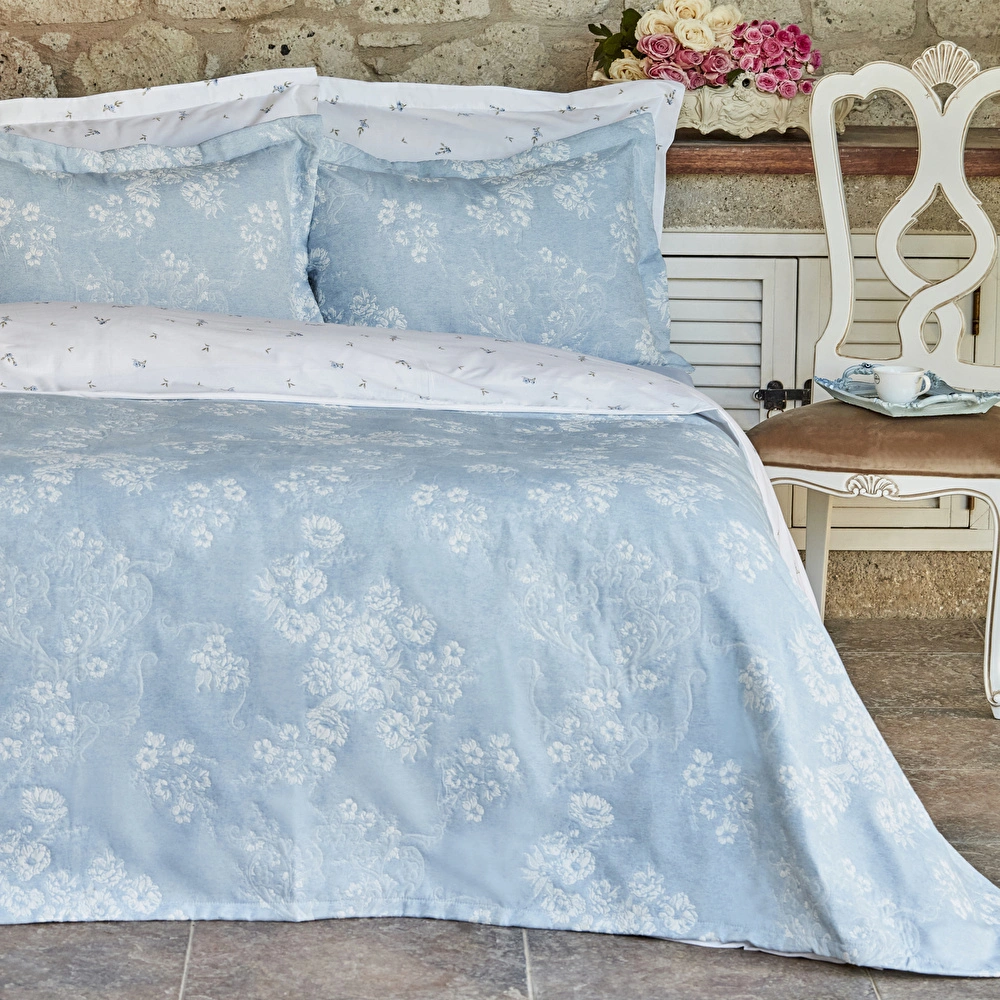 Karaca Home Charleen Çift Kişilik Yatak Örtüsü Mavi görseli 3