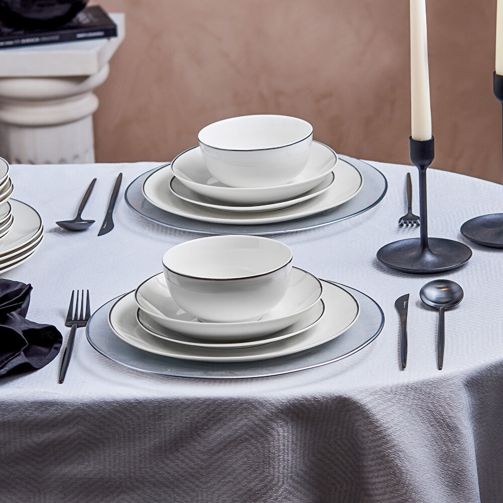 Karaca Elegance Bone Floda 53 Parça 12 Kişilik Yemek Takımı Platin thumbnail 2