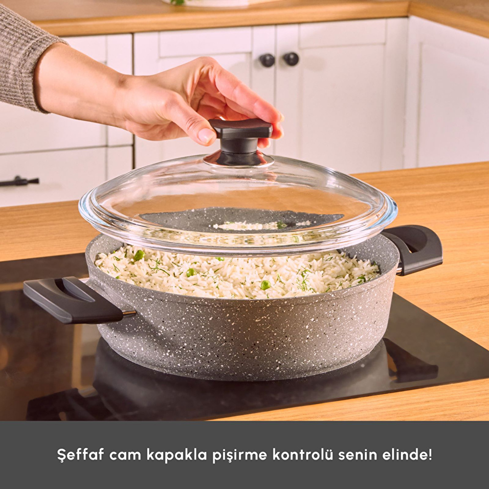 Karaca Biogranit Uraz 7 Parça Tencere Seti Gri görseli 6