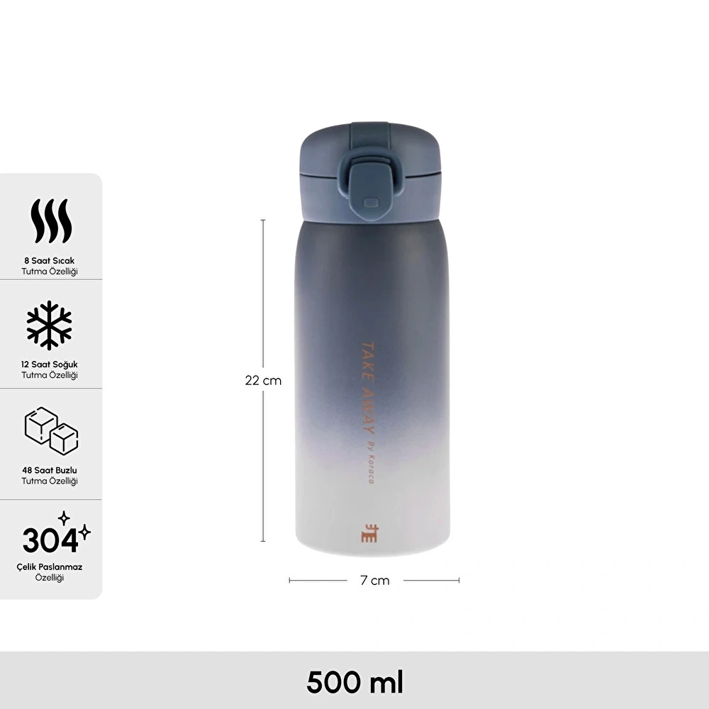 Karaca Skyfall Çelik Sızdırmaz Termos Mavi 500 ml görseli 2