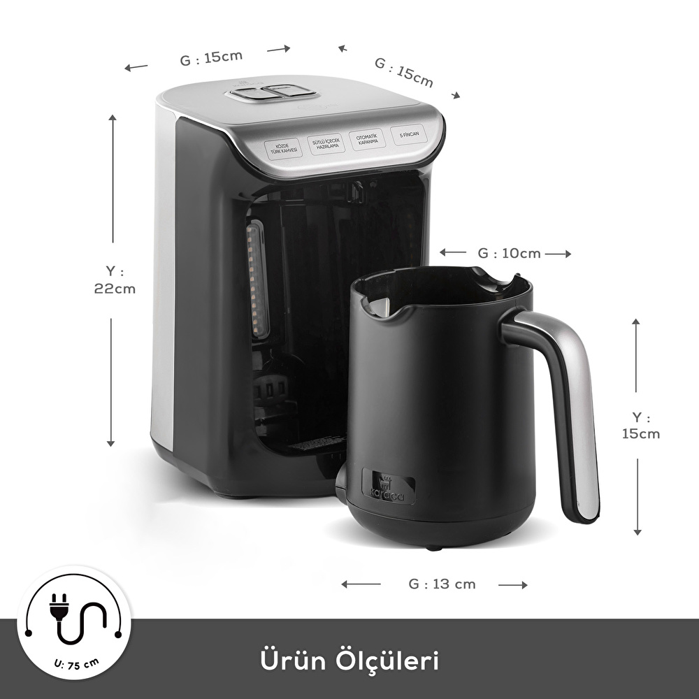 Karaca Hatır Köz Sütlü Türk Kahve Makinesi Galaxy Gray görseli 2