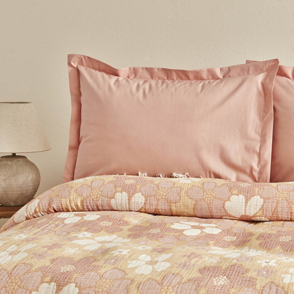 Karaca Home Nelly Müslin Çift Kişilik Pike Yatak Örtüsü Takımı Somon görseli 3