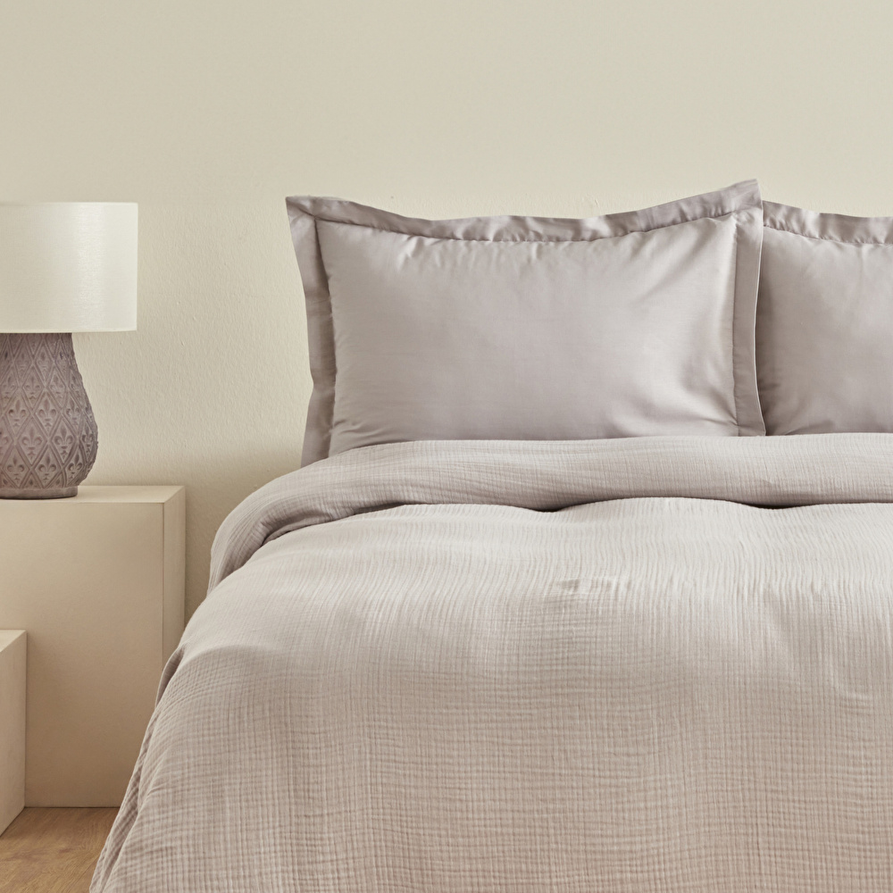 Karaca Home Minel Müslin Çift Kişilik Pike Yatak Örtüsü Seti Buz Gri görseli 3