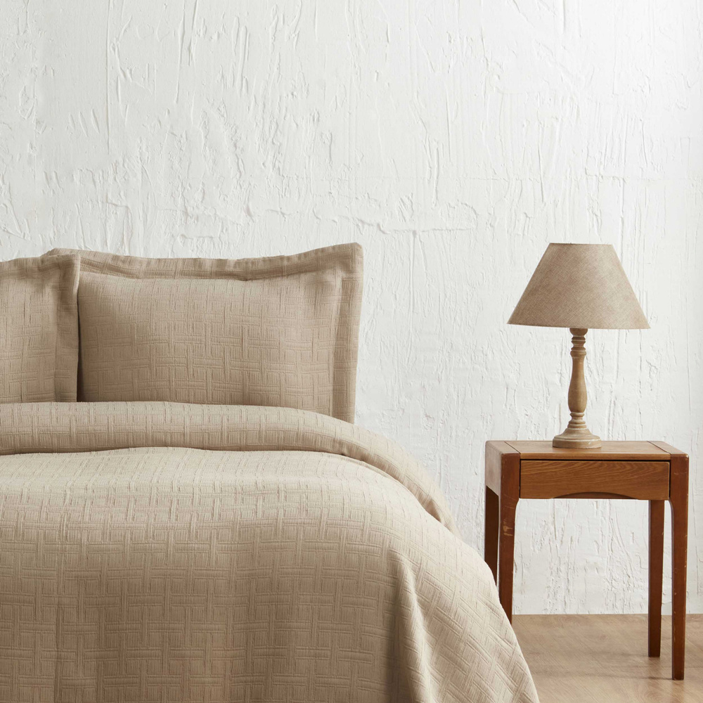 Karaca Home Corner Çift Kişilik Yatak Örtüsü Seti Bej görseli 2