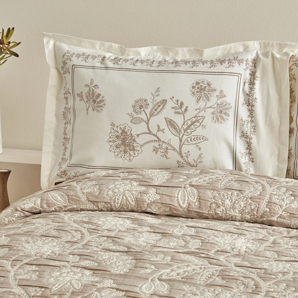 Karaca Home Clay Çift Kişilik Yatak Örtüsü Seti Bej görseli 4
