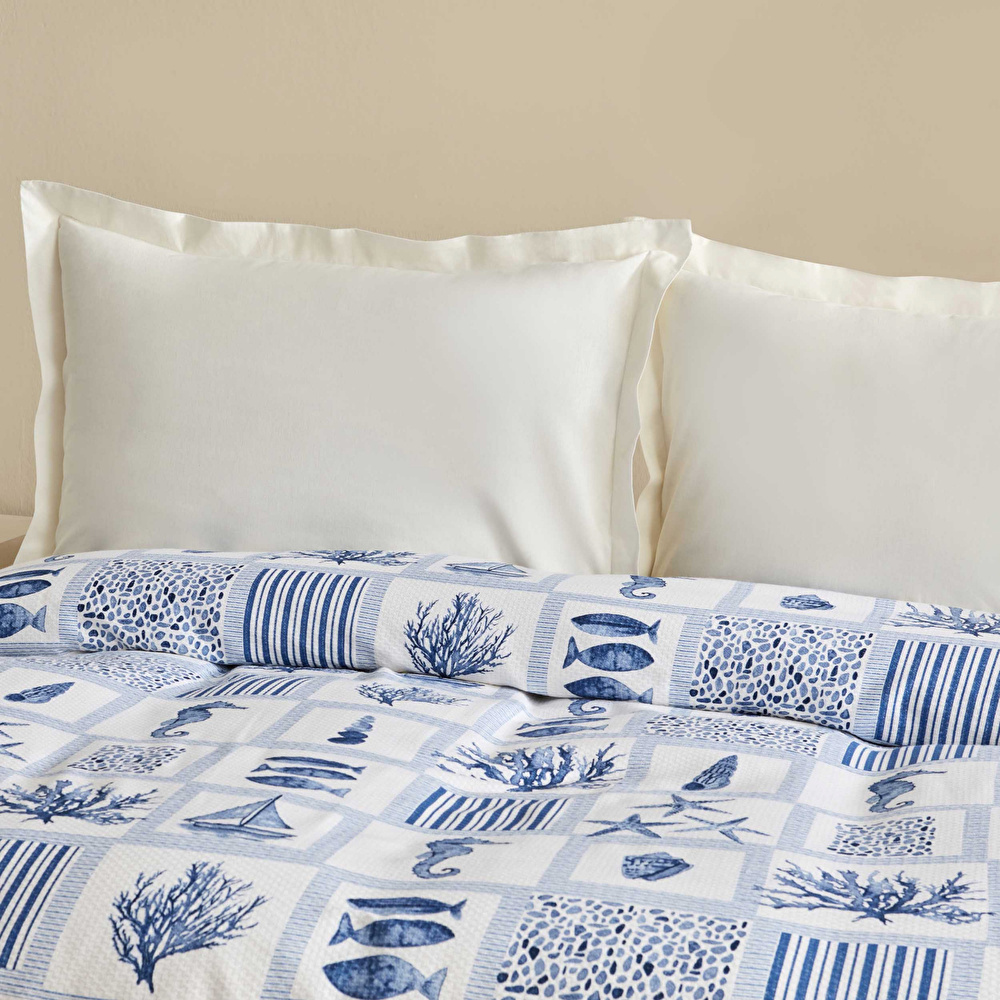 Karaca Home Lauren %100 Pamuk Tek Kişilik Tek Pike İndigo  görseli 3