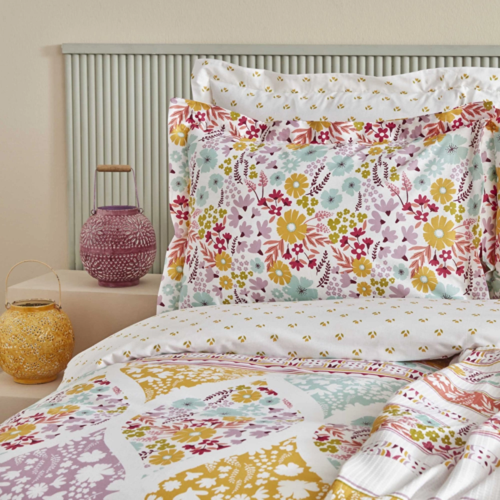 Karaca Home Nido %100 Pamuk Çift Kişilik Nevresim-Pike Hediyeli Takımı Multicolor görseli 4