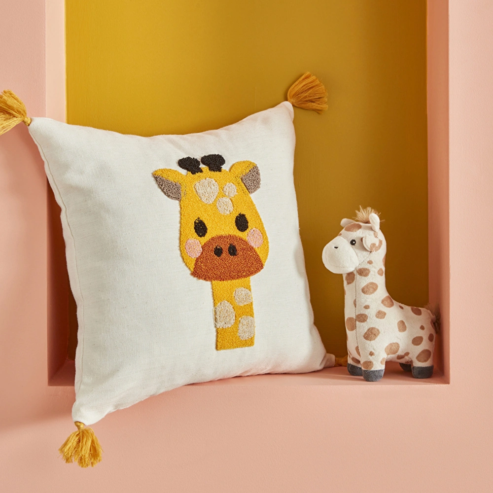 Karaca Home Bebek Giraffe Nakışlı Kırlent 34x34 cm görseli 1
