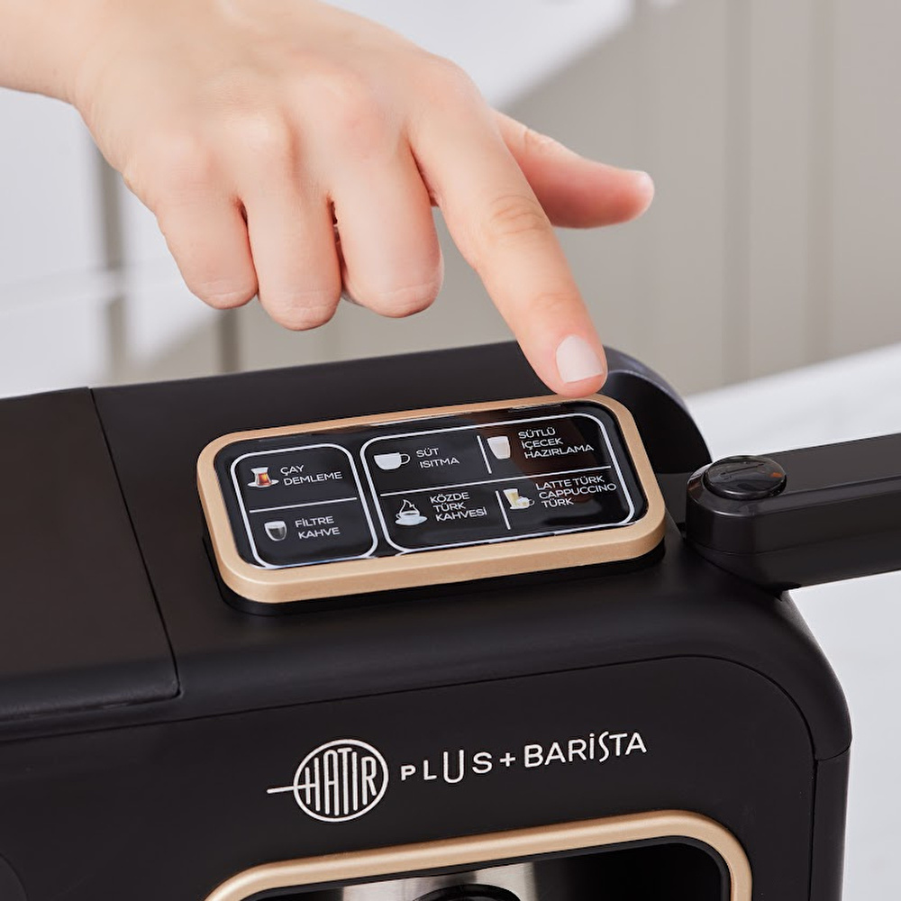 Karaca Hatır Plus Barista Steel 6 in 1 Konuşan Latte Cappuccino ve Közde Türk Kahve Makinesi Mineral Gold görseli 5