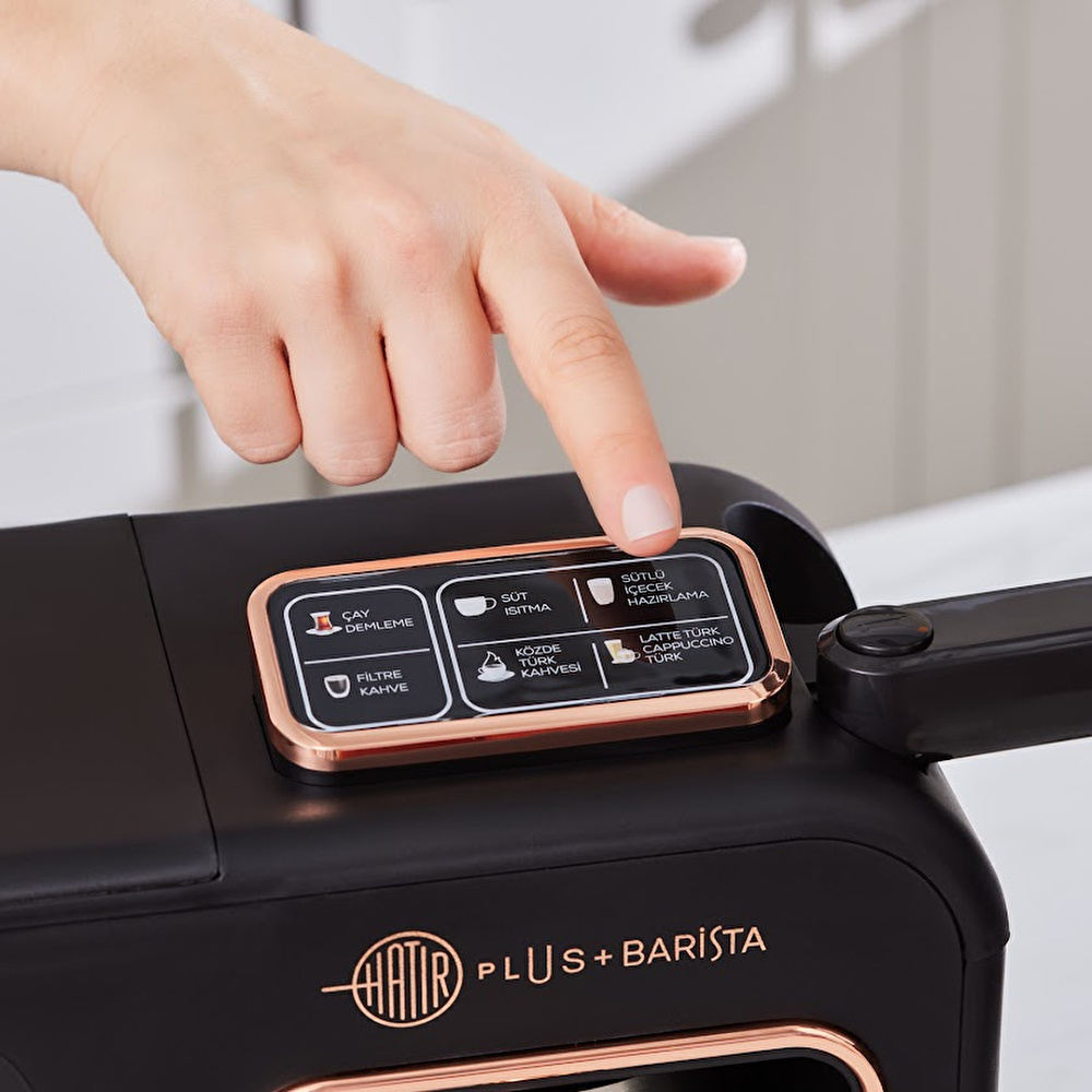 Karaca Hatır Plus Barista Steel 6 in 1 Konuşan Latte Cappuccino ve Közde Türk Kahve Makinesi Black Copper görseli 5