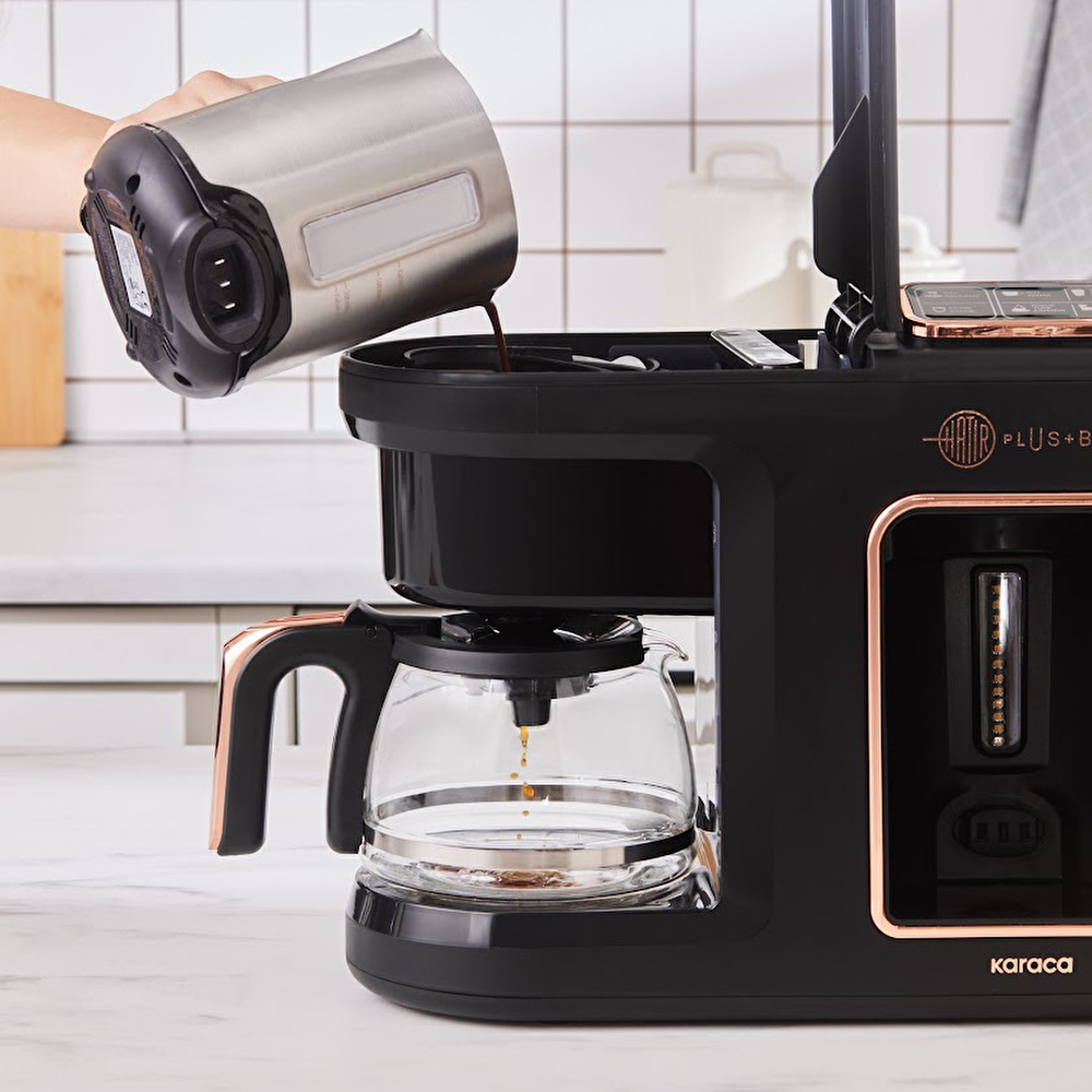 Karaca Hatır Plus Barista Steel 6 in 1 Konuşan Latte Cappuccino ve Közde Türk Kahve Makinesi Black Copper görseli 3