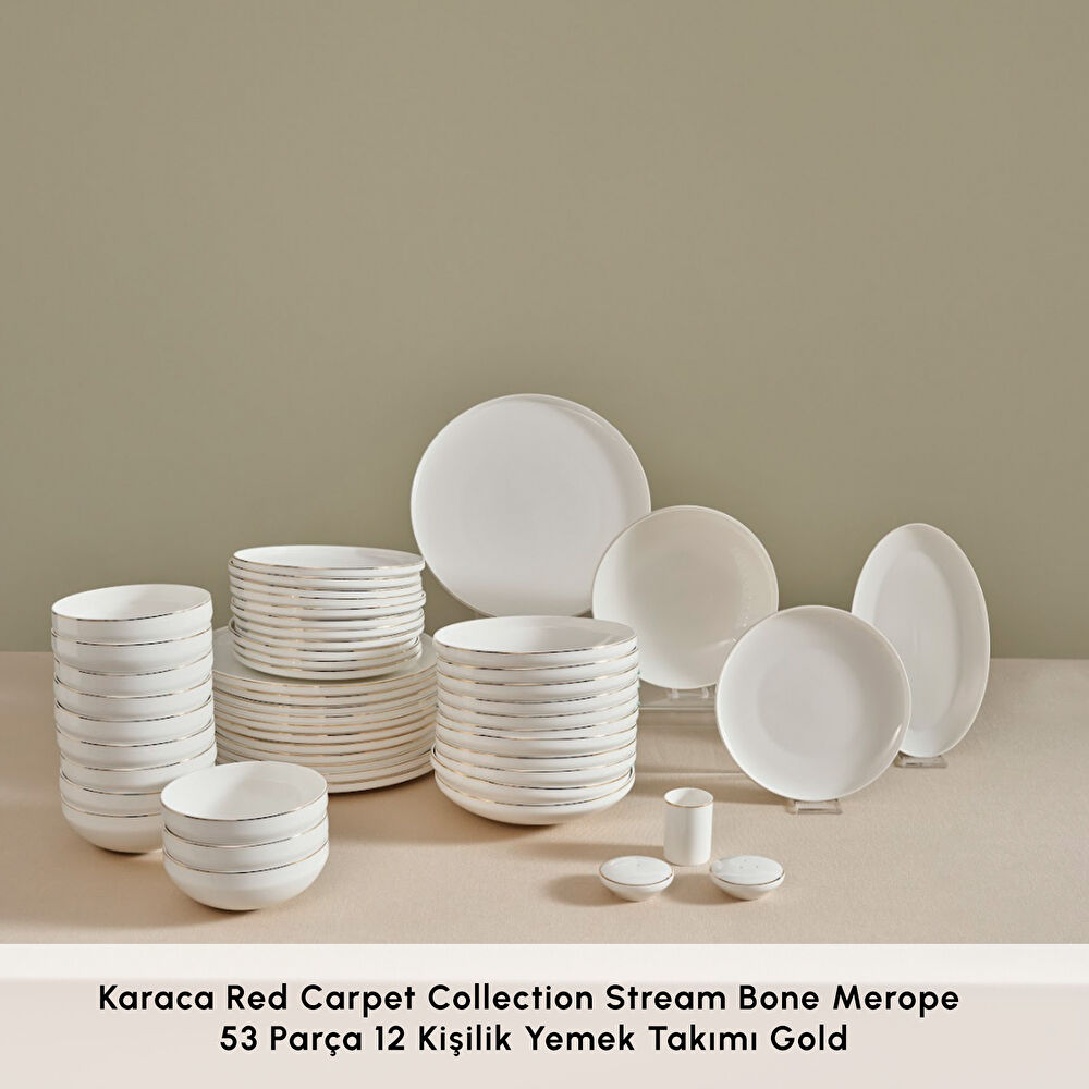 Karaca Red Carpet Collection Stream Bone Merope 53 Parça 12 Kişilik Yemek Takımı Gold thumbnail 3