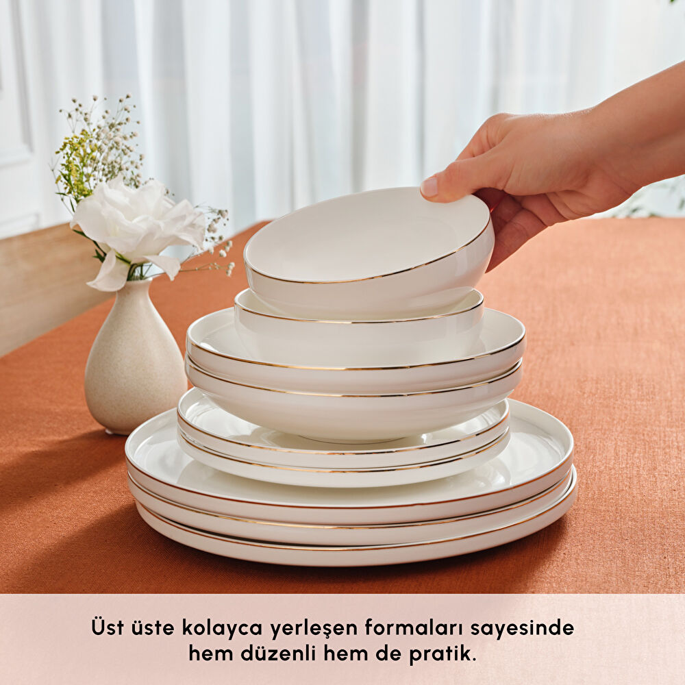 Karaca Red Carpet Collection Stream Bone Merope 53 Parça 12 Kişilik Yemek Takımı Gold thumbnail 5