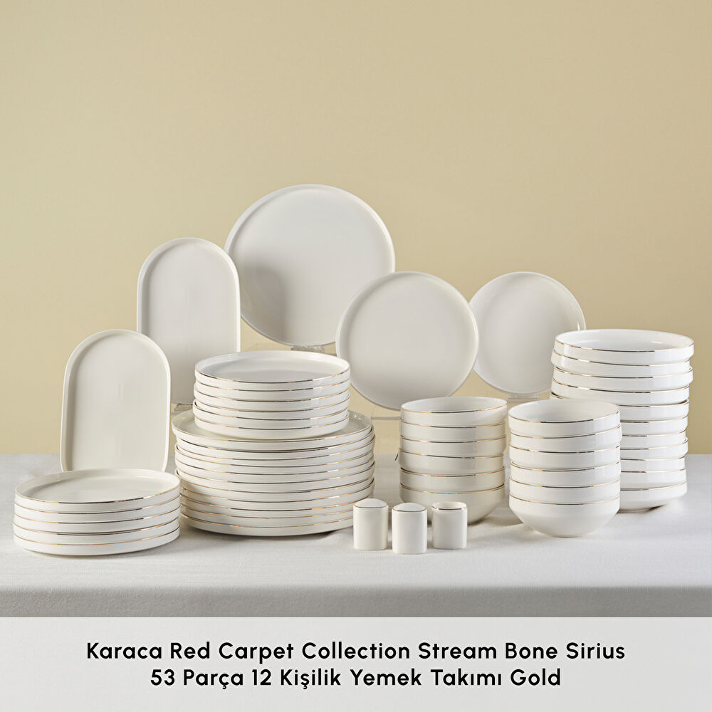 Karaca Red Carpet Collection Stream Bone Sirius 53 Parça 12 Kişilik Yemek Takımı Gold thumbnail 3