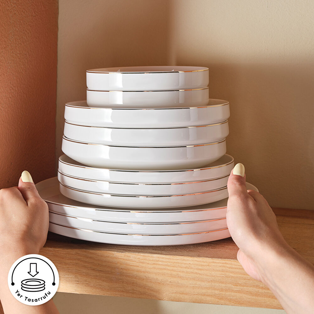 Karaca Red Carpet Collection Stream Bone Sirius 53 Parça 12 Kişilik Yemek Takımı Gold thumbnail 7