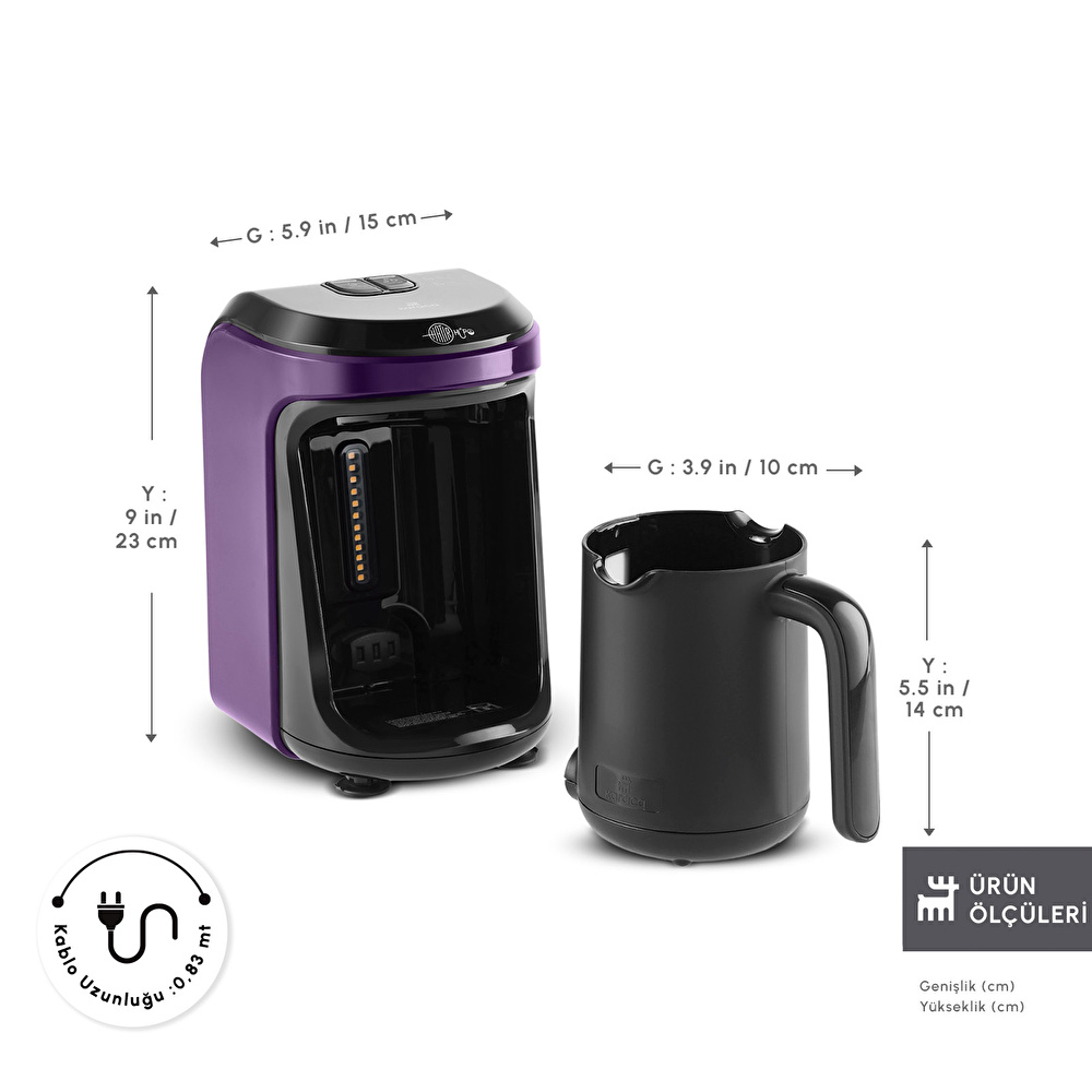 Karaca Hatır Hüps Sütlü Türk Kahve Makinesi Grape Purple görseli 2