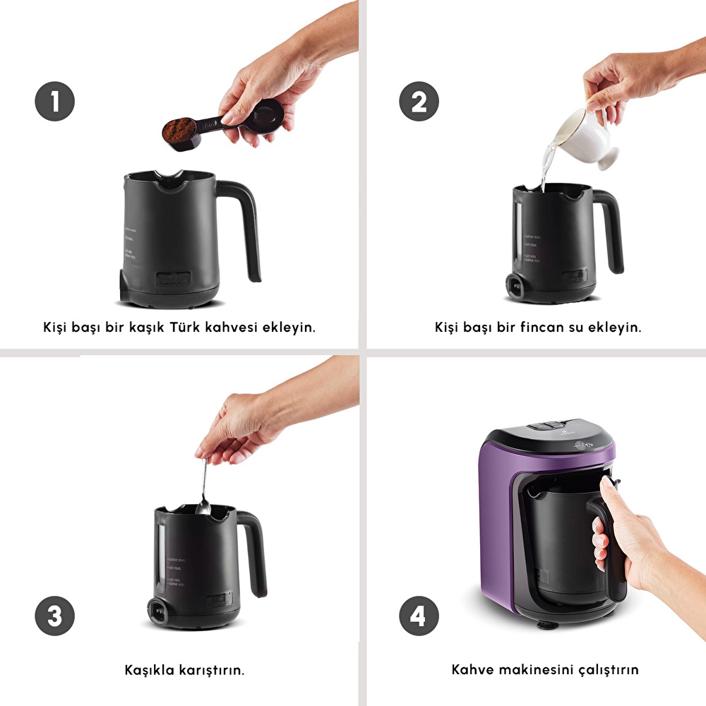 Karaca Hatır Hüps Sütlü Türk Kahve Makinesi Grape Purple görseli 5