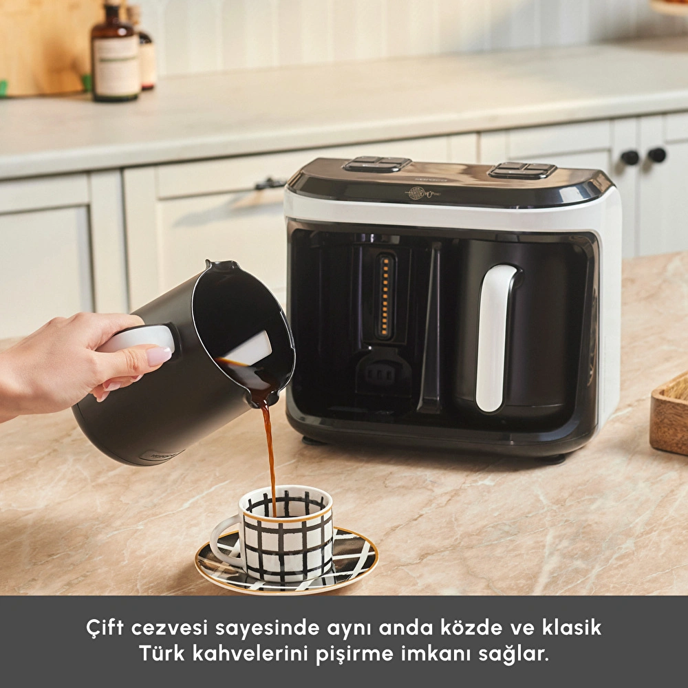 Karaca Hatır Hüp Düet Aroma İkili 10 Fincan Kapasiteli Türk Kahve Makinesi White görseli 4