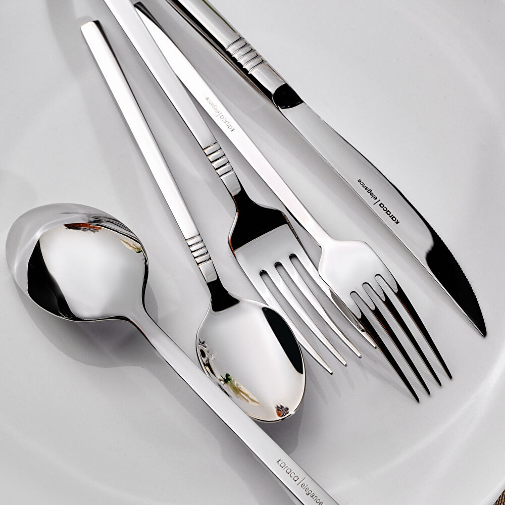 Karaca Elegance Nil Platin 12 Kişilik 84 Parça Çatal Kaşık Bıçak Takımı thumbnail 2