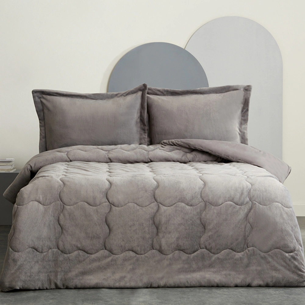 Karaca Home Çift Kişilik Viny Soft Dream Comfort Set Antrasit görseli 1