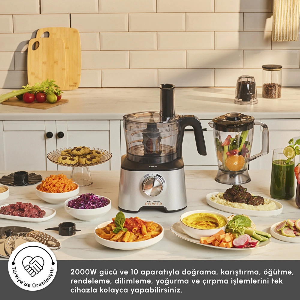 Karaca Mastermaid Power Multifunctional 10 in 1 Mutfak Robotu Silver görseli 3