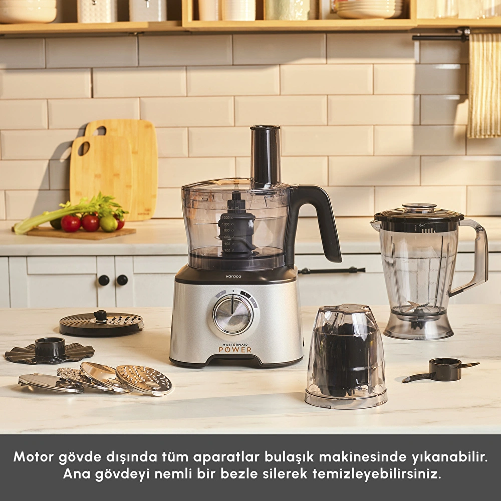 Karaca Mastermaid Power Multifunctional 10 in 1 Mutfak Robotu Silver görseli 8