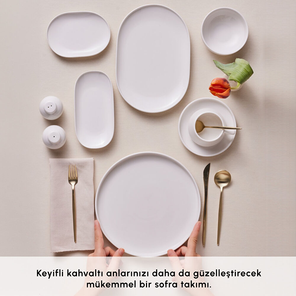 Karaca Stream Bone Meridian 34 Parça 6 Kişilik Kahvaltı Takımı Beyaz thumbnail 5