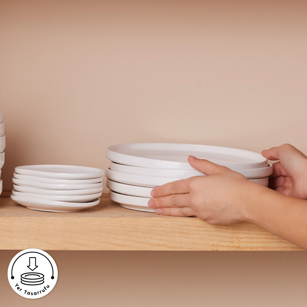 Karaca Stream Bone Meridian 34 Parça 6 Kişilik Kahvaltı Takımı Beyaz thumbnail 7