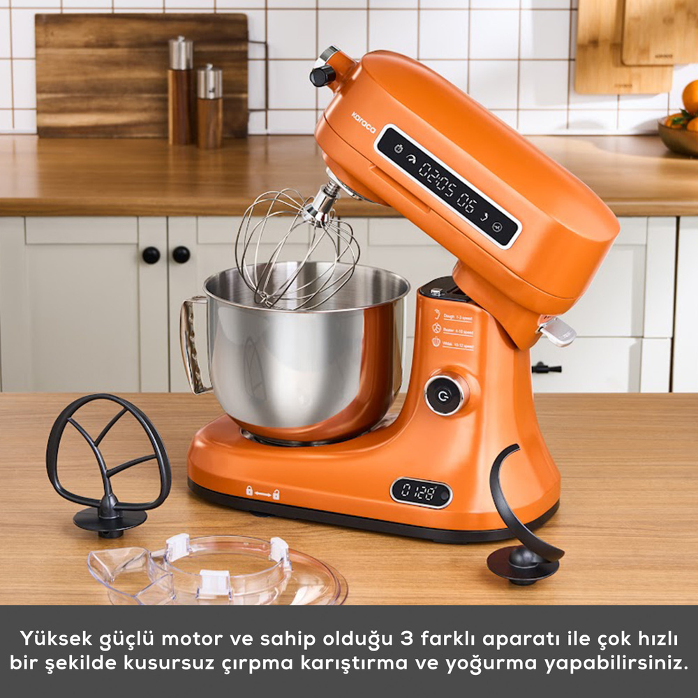 Karaca Pro Artisan Tartılı Dijital Ekran Zaman Ayarlı Döküm Hamur Yoğurma Makinesi  Sunburnt Glow 5L görseli 3