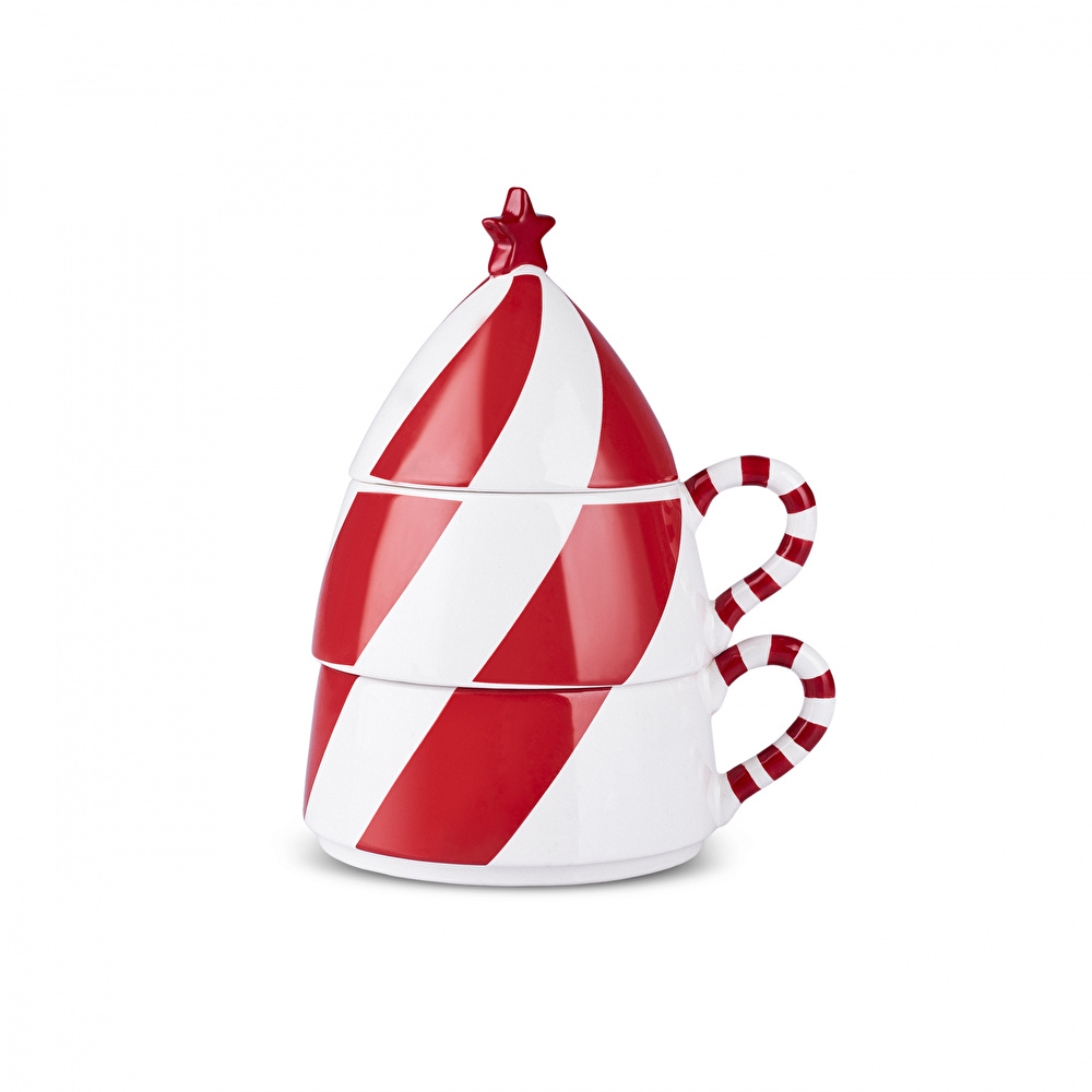 Karaca New Year Yılbaşı Ağacı Kupa Seti Kırmızı 400 Ml görseli 5