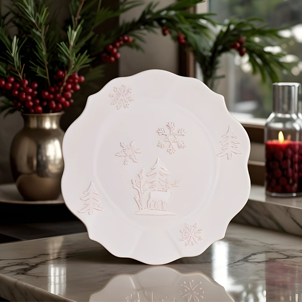 Karaca New Year Yılbaşı Snowy Servis Tabağı 29 Cm Beyaz görseli 1