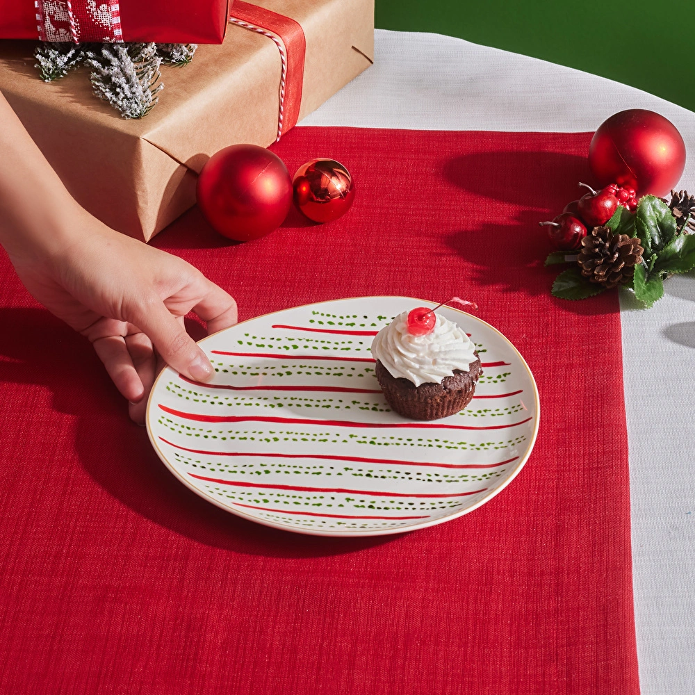 Karaca New Year Yılbaşı Kokina Green Dot Pasta Tabağı 20,5 Cm  görseli 2