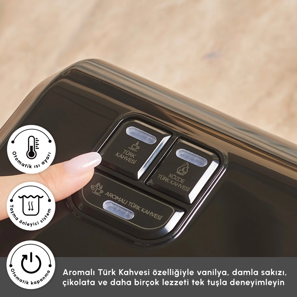 Karaca Hatır Hüp Düet Aroma İkili 10 Fincan Kapasiteli Türk Kahve Makinesi Rosegold görseli 7
