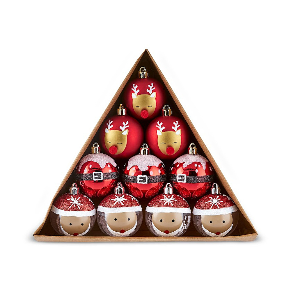 Karaca 10'lu Set Top Santa Ağaç Süsü  6 cm görseli 2