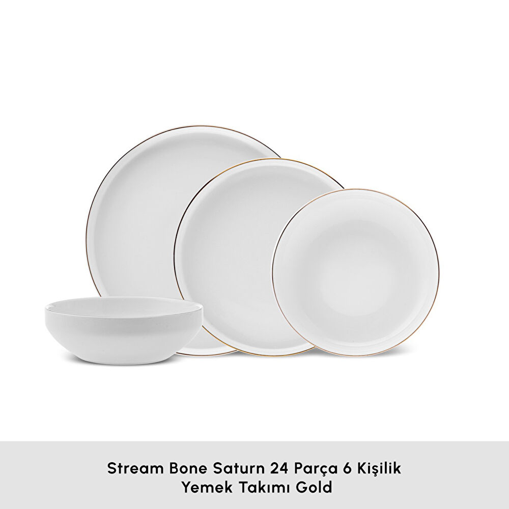 Karaca Stream Bone Saturn 24 Parça 6 Kişilik Yemek Takımı Gold thumbnail 3