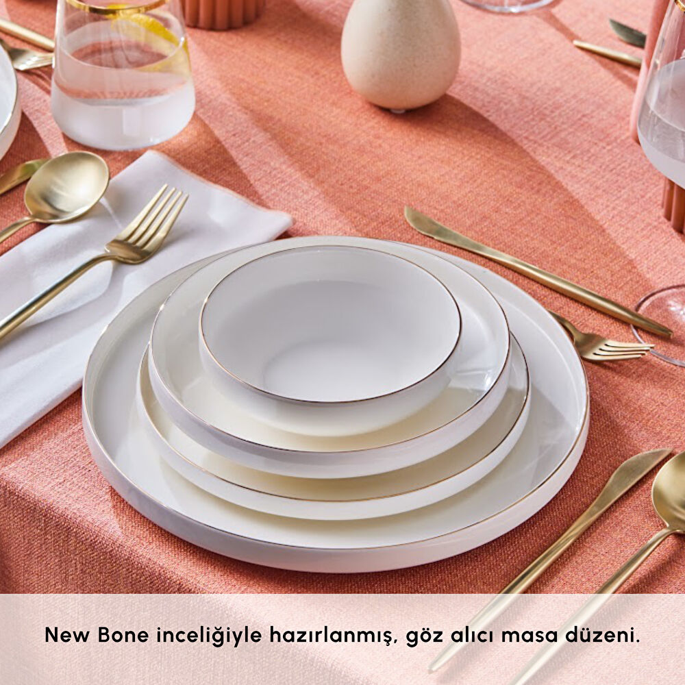 Karaca Stream Bone Saturn 24 Parça 6 Kişilik Yemek Takımı Gold thumbnail 5