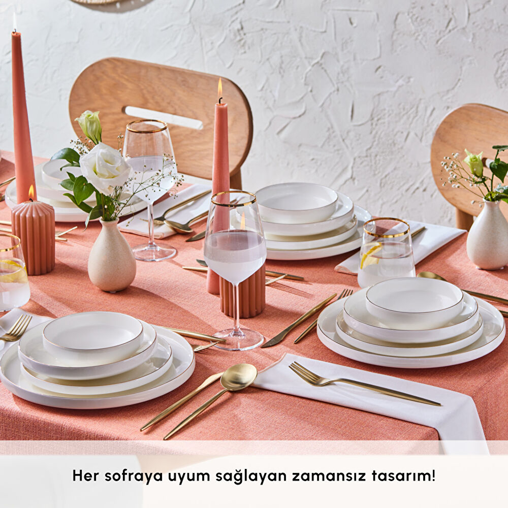 Karaca Stream Bone Saturn 24 Parça 6 Kişilik Yemek Takımı Gold thumbnail 6