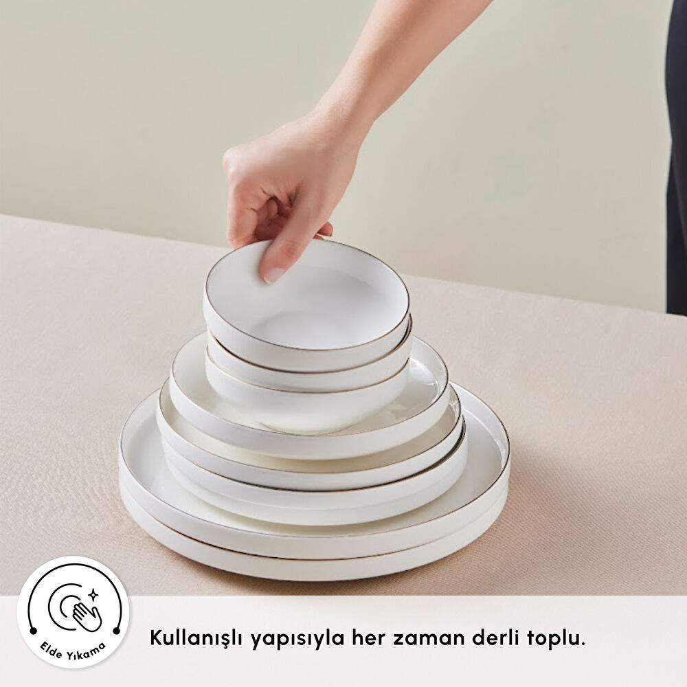 Karaca Stream Bone Saturn 24 Parça 6 Kişilik Yemek Takımı Gold thumbnail 7