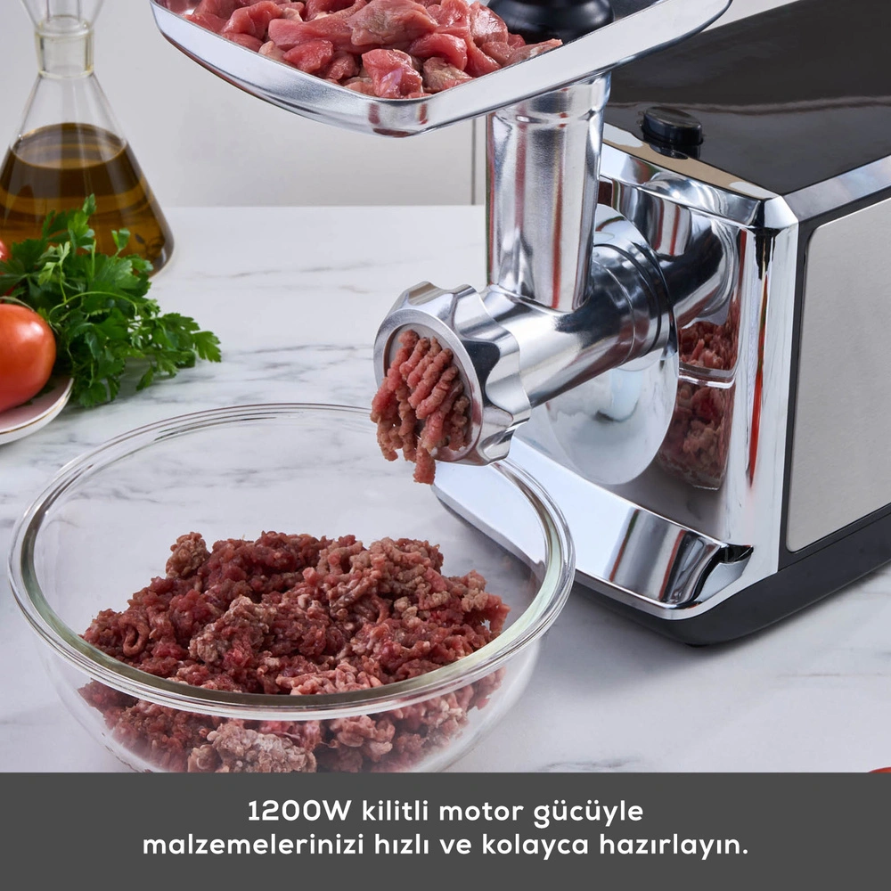 Karaca Inox Kıyma Makinesi 1201 (Salça Sucuk Sosis ve İçli Köfte Aparatlı) görseli 3