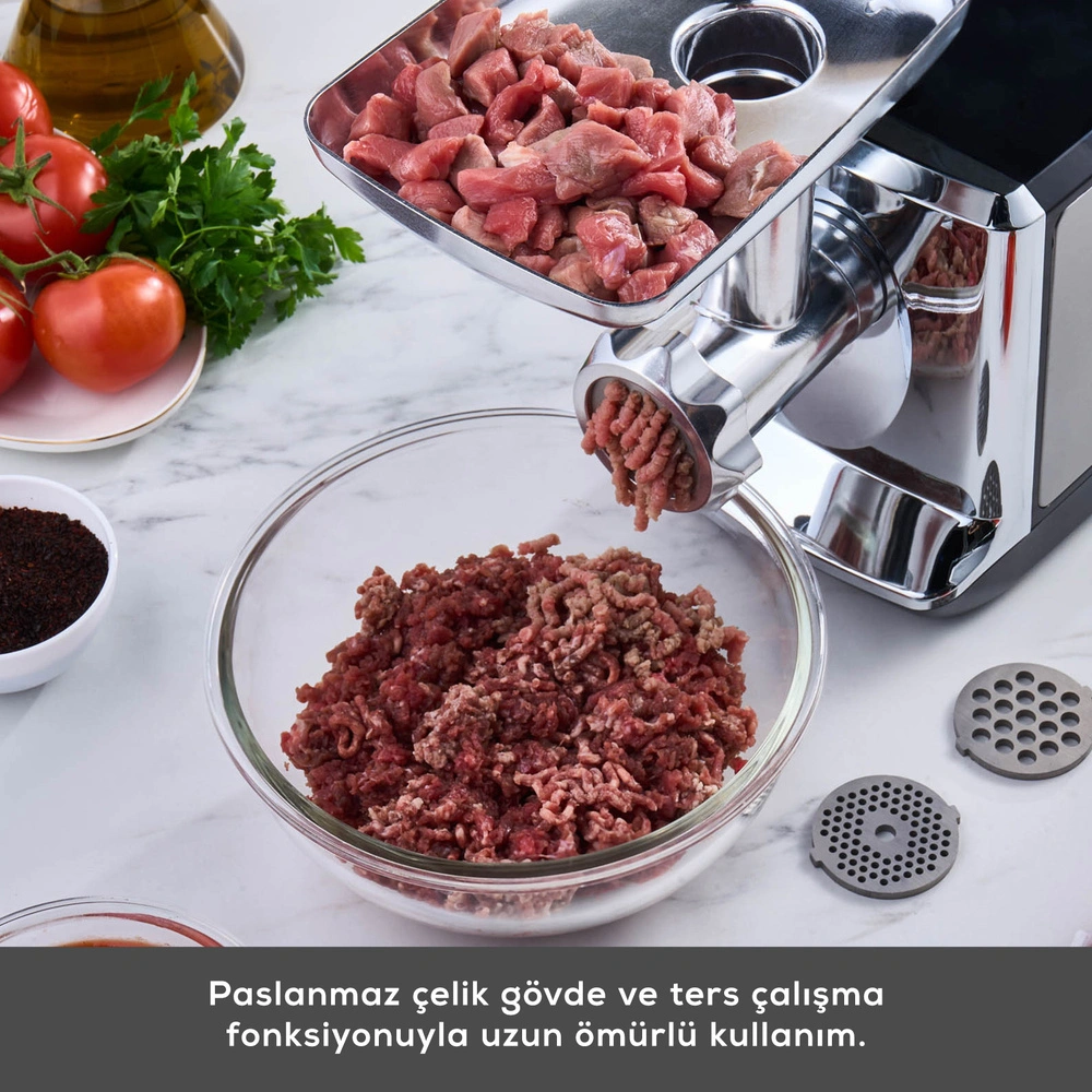 Karaca Inox Kıyma Makinesi 1201 (Salça Sucuk Sosis ve İçli Köfte Aparatlı) görseli 6