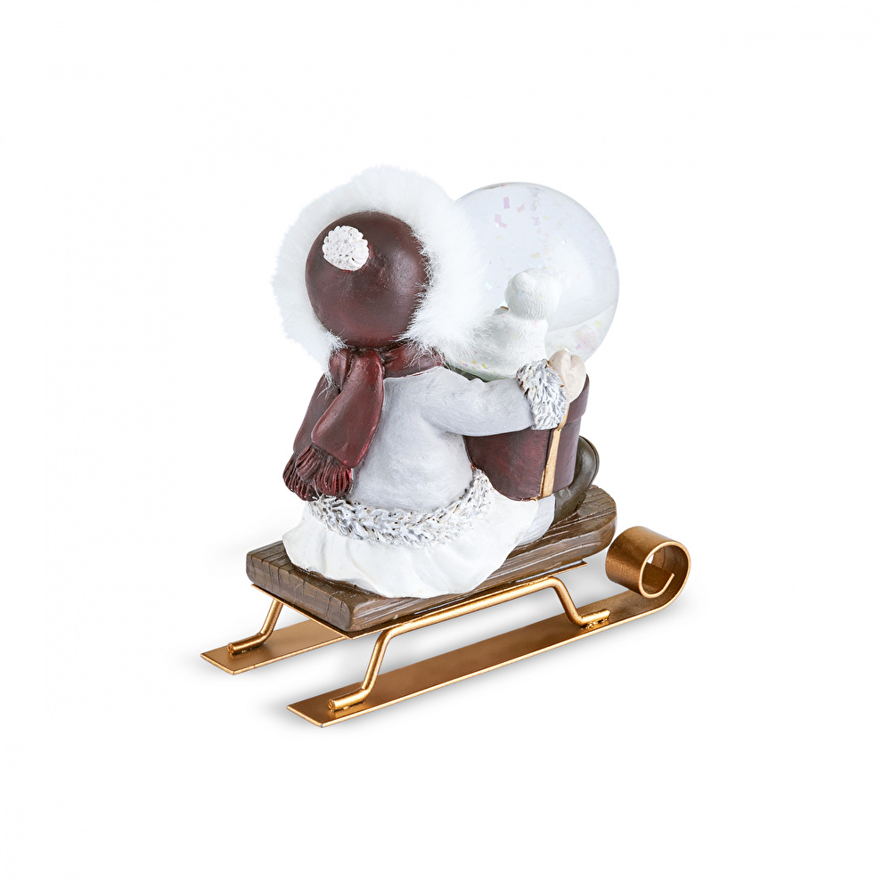 Karaca Home Child Rides A Sleigh Kar Küresi 10x6,5x11 Cm görseli 3
