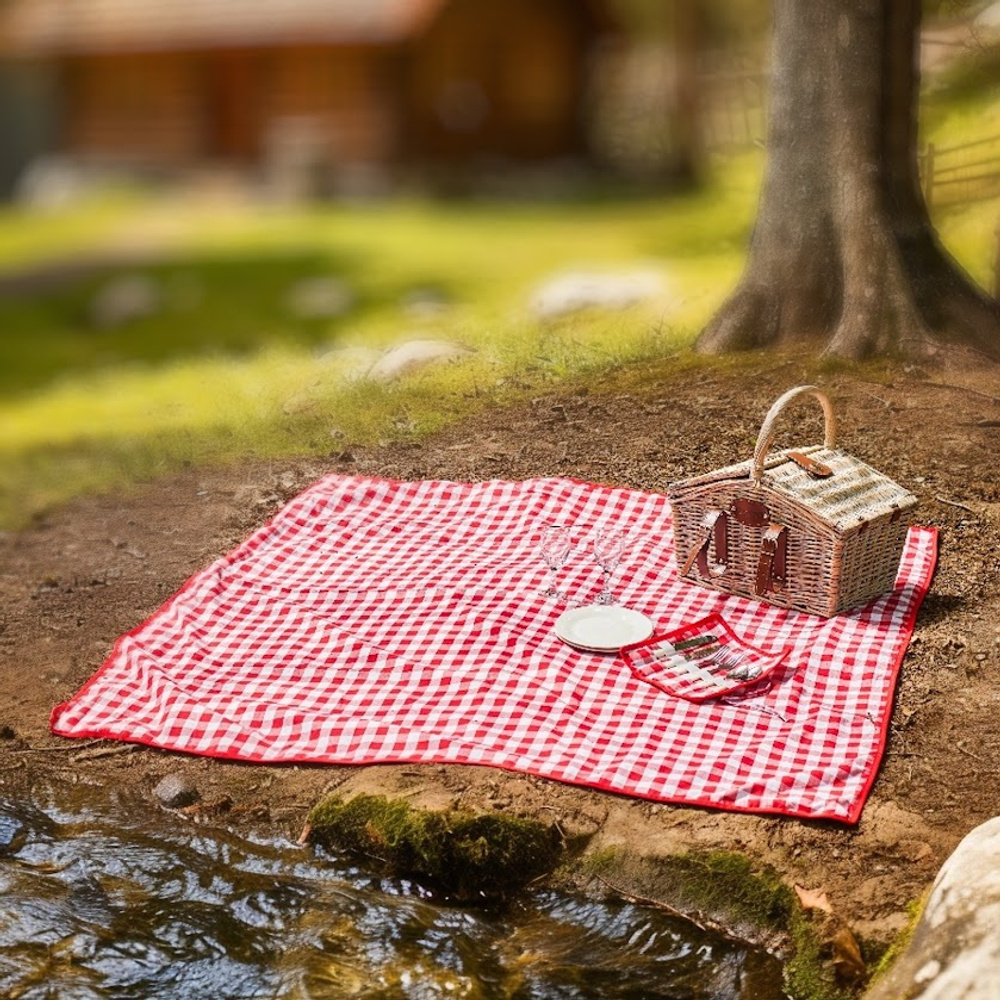 Karaca Summer Tabak, Çatal Kaşık Bıçak Takımı, Kadeh ve Piknik Örtüsü Hediyeli Piknik Sepeti görseli 6