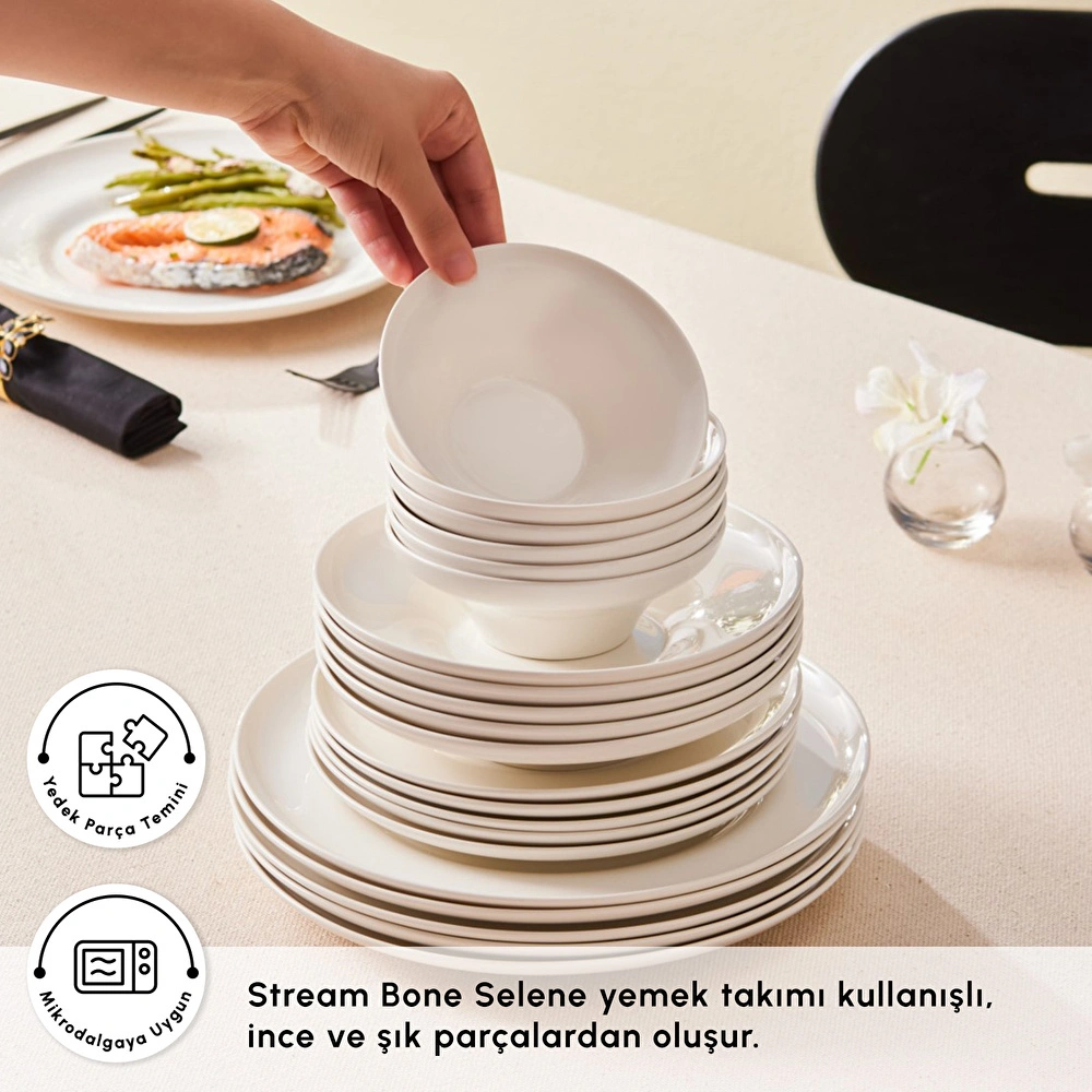 Karaca Stream Bone Selene 24 Parça 6 Kişilik Yemek Takımı görseli 8
