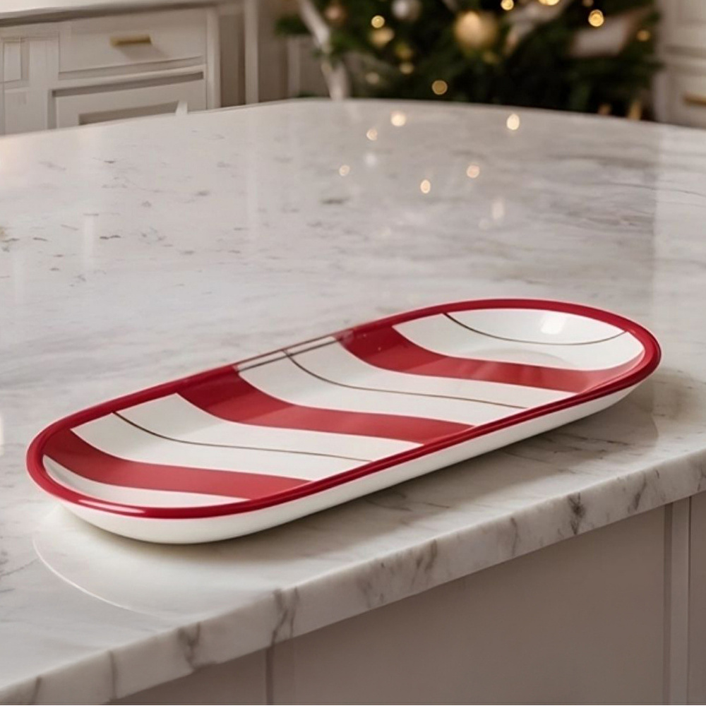 Karaca New Year Yılbaşı Stripe Kayık Tabak 28 Cm  görseli 4