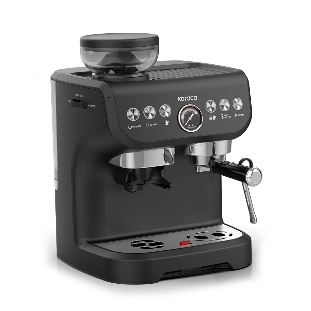 Karaca Coffee Art Barista Kahve Öğütücülü, Süt Köpürtücülü, 15 Bar Basınçlı Espresso, Latte, Cappuccino, Americano Makinesi Matte Black 2L 1450W görseli 2