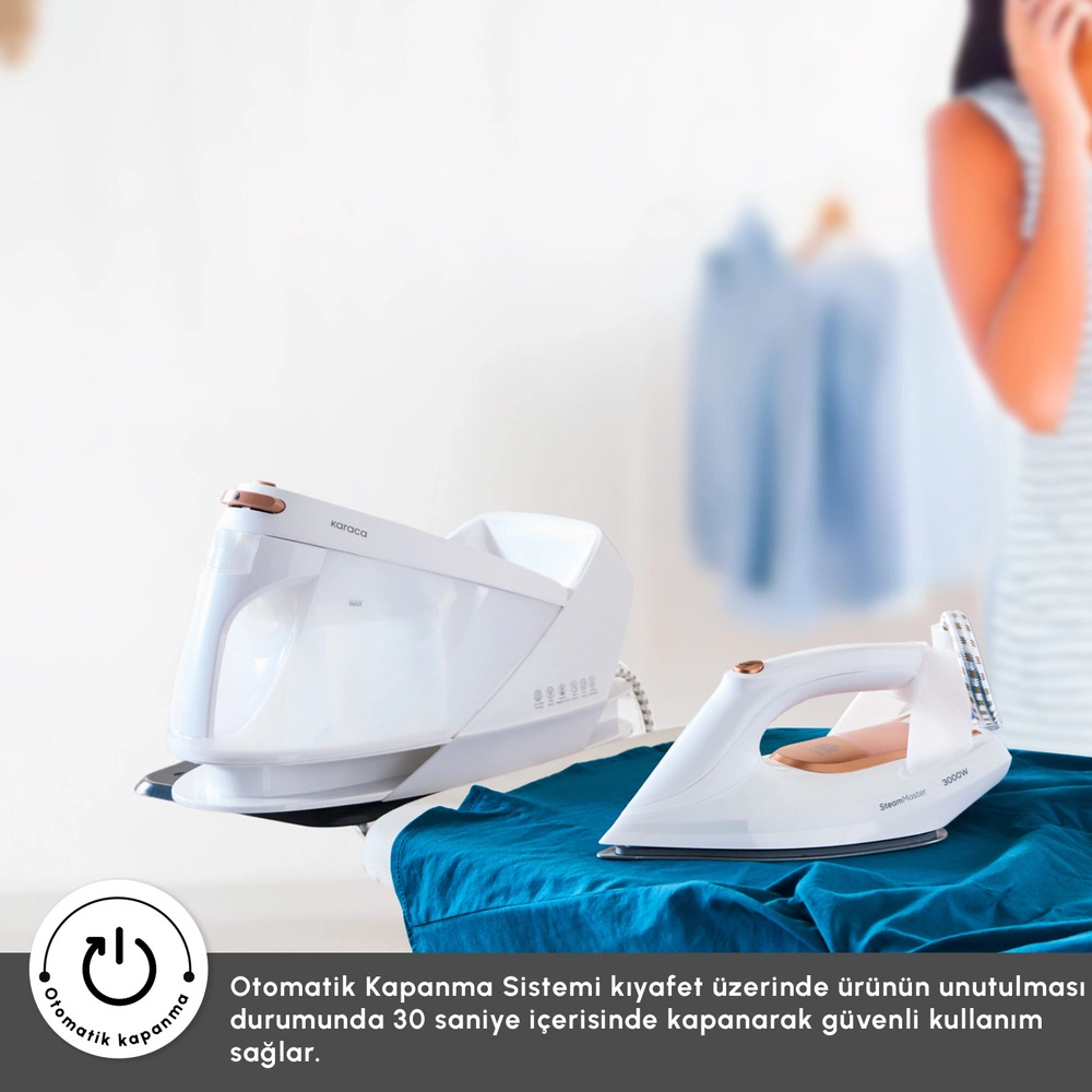 Karaca Vantuz Steammaster Buhar Kazanlı Ütü White Rose görseli 5
