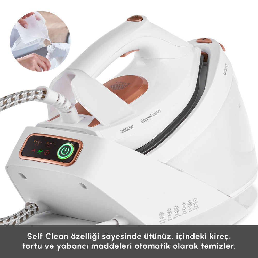 Karaca Vantuz Steammaster Buhar Kazanlı Ütü White Rose görseli 12