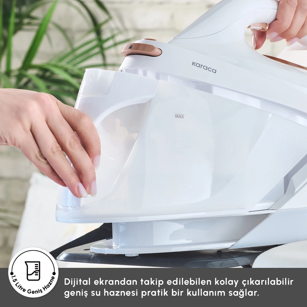 Karaca Vantuz Steammaster Buhar Kazanlı Ütü White Rose görseli 8